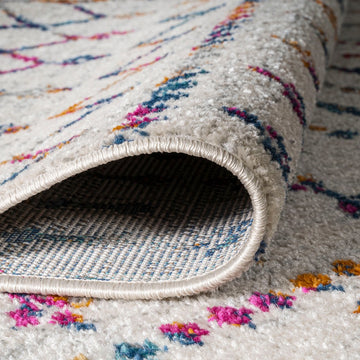 Moroccan Hype Boho Vintage Diamond Area Rug Cream/Multi